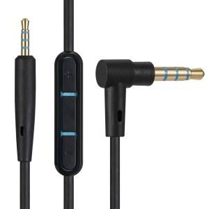 EARLA TEC 교체용 BOSE QUIETCOMFORT QC25 QC35 헤드폰용 오디오 케이블 연장 와이어(블랙) 인라인 마이크 볼륨 조절 기능 포함