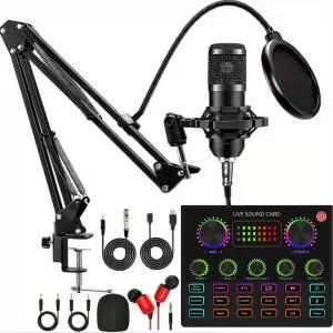 SKTome 팟캐스트 장비 번들 마이크 포함된 V8max 보이스 체인저 녹음 노래 스트리밍 및 게임에 완벽한
