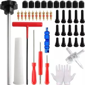 45 PCS 밸브 스템 코어 제거 교체 도구 키트 어 및 TR412 스냅 4방향 제거기