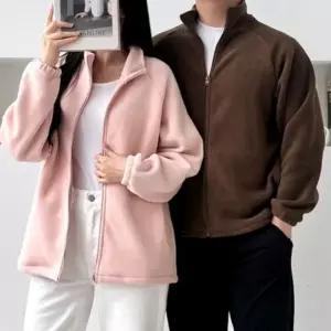 [하프클럽/]남녀공용 보온성 겨울 커플 보아털 양털 후리스 집업 자켓 데일