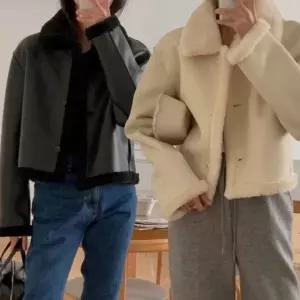 [하프클럽/]양면 가죽 무스탕 자켓 겨울 여자 숏코트 리버시블 항공 점퍼 스