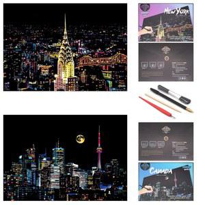 성인 및 청소년을 위한 데시니크 스크래치 페인팅 아트 - 레인보우 키트 2매, 호일 아트, 스트레스 해소 공예 A3(뉴욕 캐나다)