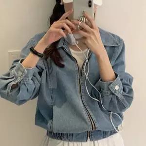 [하프클럽/]간절기 데님 지퍼 자켓 루즈핏 봄 가을 캐주얼 남녀공용 데일리