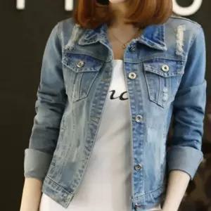 [하프클럽/]여성 빈티지 워싱 데님 슬림핏 청자켓 봄 가을 간절기 숏 자켓
