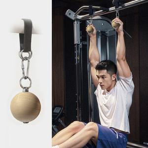 풀업 볼 우드 핸들 그립, 스트랩 포함, 파워 강도 훈련 부착, 클라이밍
