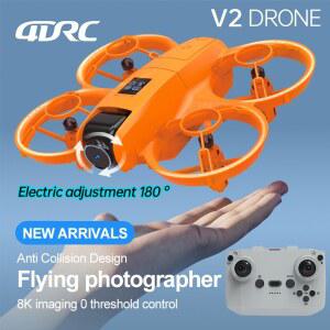 드론 V2 미니 8K 전문가용 180 RC 광각 높이 헬리콥터 FPV 쿼드콥터 접이식 카메라 HD WIFI