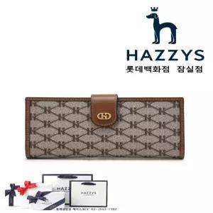 [백화점 정품] 헤지스 ACC [선물포장]HIWA5E840W1 여성 브라운 로고 패턴 가죽 장지갑