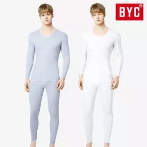 [하프클럽/위드투윤]BYC 순면 양면 남자 겨울 내의세트(백색,회색/95-105) BYT6655