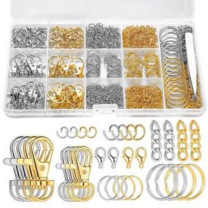 베사르메 1130PCS 열쇠고리 제작 키트 점프 링, 벌크, 금속 랍스터 발톱 걸쇠, 회전 스냅 훅, 공예 액세서리용 익스텐더 체인 골드 및 실버 포함 보석 DIY 용품