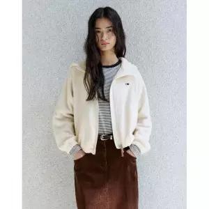 OIOI COLLECTION 오버크롭 플리스 후드집업 [CREAM]