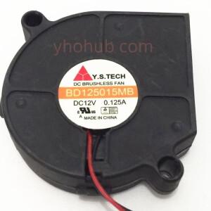 Y.S TECH 2 와이어 서버 송풍기 팬, BD125015MB, DC 12V, 0.125A, 50x50x15mm