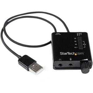 노트북 또는 PC용 USB 사운드 카드 u2013 SPDIF 출력(ICUSBAUDIO2D) 블랙 0.6인치 x 1.8인치 w / 디지털 오디오 스테레오 마이크 외장