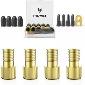 ETENWOLF 황동 프레스타 밸브 어댑터 4팩 프레스타를 슈레이더 변환 표준 펌프 또는 공기 압축기로 손쉬운