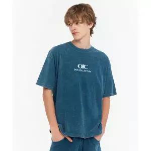 OIOI COLLECTION 데님워싱 로고 오버핏 반팔 티셔츠 [LIGHT BLUE]