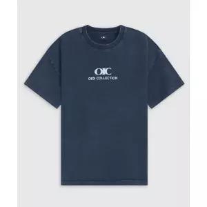 OIOI COLLECTION 데님워싱 로고 오버핏 반팔 티셔츠 [BLUE]