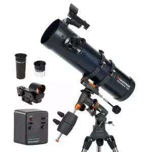 Celestron u2013 AstroMaster 드라이브 u2013MD 뉴턴 초보자용 130EQ u2013에는 별 모터 미러 반사 망원경 삼각대 알루미늄화 추적 아이피스 조정