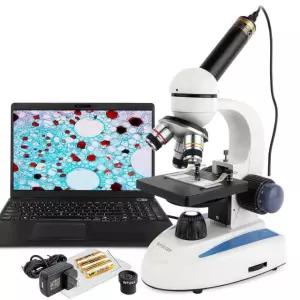 AmScope M158 시리즈 헤드 회전 배율 카메라 40X-1000X USB 조명 디지털 360도 및 포함 단안 2.0 LED 컴파운드 현미경 M158C-E