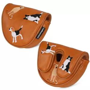 Craftsman Golf PU 가죽 귀여운 초콜릿 랩 보더 콜리 비글 강아지 자수 망치 센터 샤프트 퍼터 헤드커버 Oz