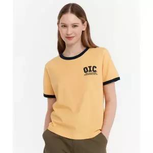 OIOI COLLECTION 아플리케 링거 반팔 티셔츠 [YELLOW]