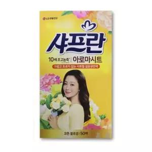 시트형 섬유유연제 50매입 코튼블로섬 냄새제거 보풀방지 색바램방지 옷감보호