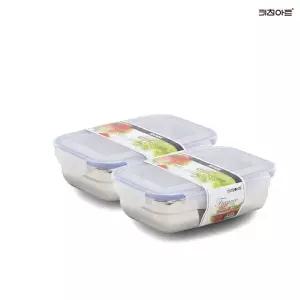 [키친아트] 피앙세 스텐레스 사각 밀폐용기 냉장고정리용기 2종C(3호X2개) 보관용기...