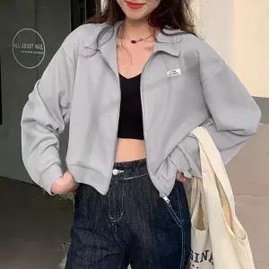 [하프클럽/]여성 크롭 투웨이 카라 집업 가을 간절기 바람막이 숏 점퍼 자켓