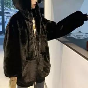 [하프클럽/]여성 겨울 인조 털 집업 점퍼 보온성 도톰한 후드 자켓 플리스