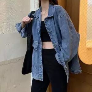 [하프클럽/]여성 데님 청자켓 오버핏 간절기 캐주얼 점퍼 박시핏 데일리 아