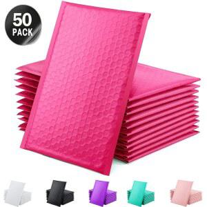 뽁뽁이 50 Pcs 핑크 컬러 버블 메일러 패딩 봉투 폴리 포장 셀프 인감 가방