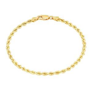 누라골드 14k 옐로우 골드 2mm 로프 체인 다이아몬드 컷 팔찌 또는 발찌 (7-9인치) 이탈리아 남성 여성 주얼리