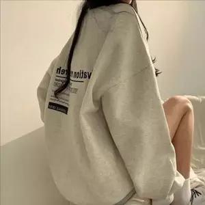[하프클럽/셀럽하우스]루즈핏 여성 오버핏 맨투맨 캐주얼 여성 레터링 맨투맨 기모 데일리