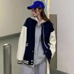 친절한탄씨 배색 기모 안감 베이직 포켓 야구 점퍼 바시티 자켓 야구점퍼 여성아우터 여자아우터