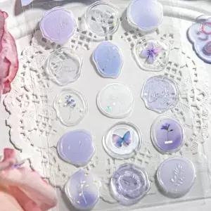 [알티피아]투명 실링왁스 스티커 퍼플 다꾸 봉투 청첩장 왁스