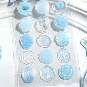 [알티피아]투명 실링왁스 스티커 블루 봉투 왁스 실링 청첩장