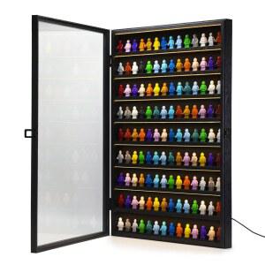 피규어랩 미니 피규어 수집가 쇼케이스 LED 조명, 미니어처 디스플레이 케이스, 빌딩 블록 나무 박스 벽걸이, 수집용 잠금식 섀도우