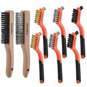 ValueMax 와이어 브러시 세트 8Pcs 스테인리스 스틸/브라스/나일론 곡선형 손잡이 그립 녹 먼지 및 페인트