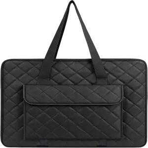 JJRING 18x24 퀼팅 포트폴리오 가방 경량 블랙 아트 캔버스 케이스 터 아트워크 잉 및 스케치 보드용