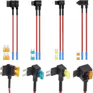 8팩 4종 12V 자동차 추가 회로 퓨즈 탭 어댑터 표준 미니 마이크로2 및 트럭 보트용 로우 프로파일