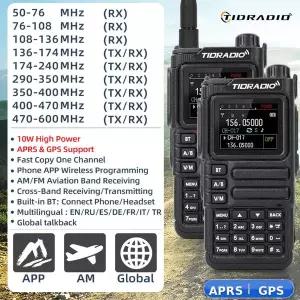 TIDRADIO TD-H9 10W 장거리 무전기 APRS 라디오 에어밴드 APP 무선 프로그래밍 무전기 GPS NOAA