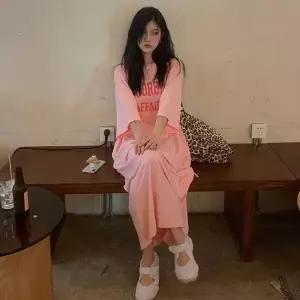 [하프클럽/]롱원피스 링가 레터링 캐주얼 롱 원피스