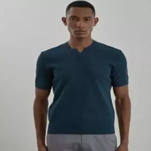 웰메이드 투톤 슬럽 솔리드 헨리넥 여름니트 MIEBR5M2411