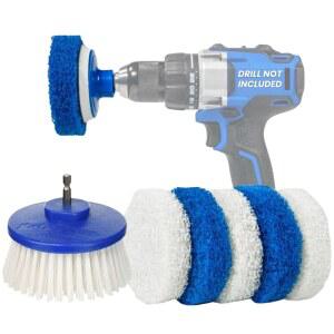 RotoScrub 드릴 클리닝 브러시 스폰지 패드 키트 욕조 샤워 그라우트 타일 타이어 그릴 사이딩 목재 유리 쿡탑용 실내 실외 파워 스크러버 부착 액세서리 세트