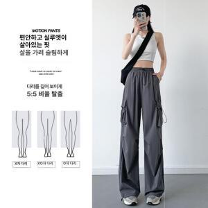 원픽 여성 블랙 멜빵 바지 여름 캐주얼 와이드 경량 속건 스웨트