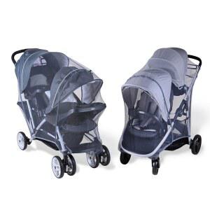 더블 유모차용 모기장 Graco Ready2Grow LX Chicco Cortina Trend Sit Stand에 탠덤 버그 네트 메시 보관 가방
