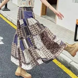 캐주얼스커트 보헤미안 스타일 롱스커트 A라인 치마 밴딩 데일리