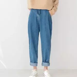 여자핀턱배기청바지 중청 1P 오버핏 위아 바지 스판