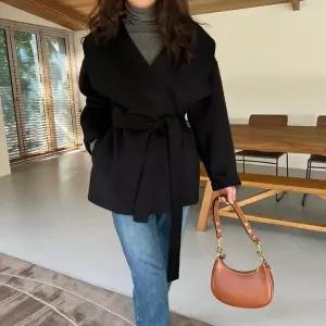 숄 벨티드 빅카라 울 자켓 숏 핸드메이드 코트 코디 (23687416A)