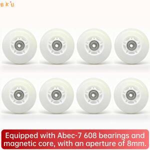 BKU 80mm 야외 인라인 하키 스케이트 휠 라이트업 PU 조용  스쿠터용 3.15인치