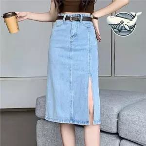 데일리 슬릿 청스커트 여름 옆트임 캐주얼 데님스커트 슬릿청치마 슬릿스커트 청치마