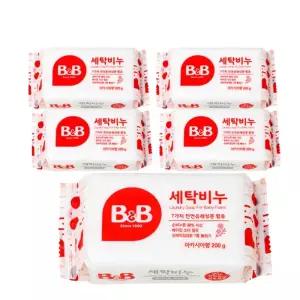 비앤비 유아의류용 세탁비누 아카시아향 200g 5개